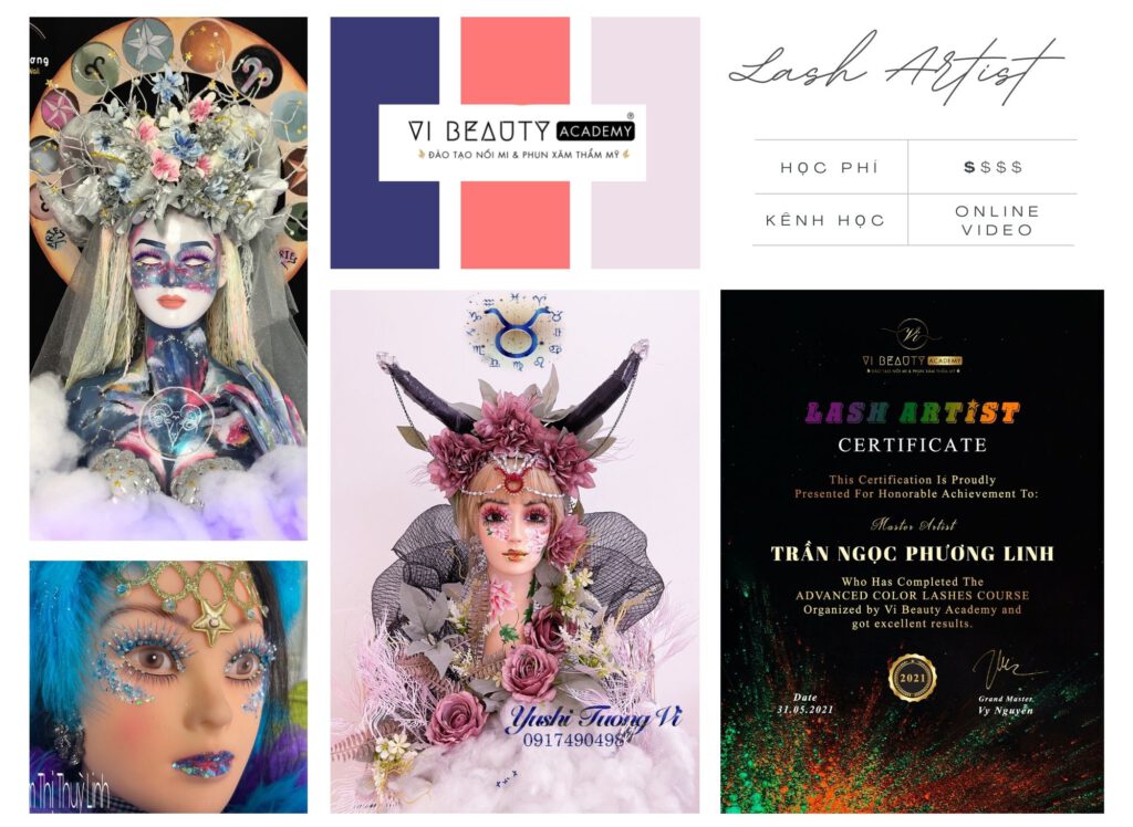 Trung Tâm Dạy Nối Mi & Phun Xăm 01/2023 12 Fantasy Lash Artist - khóa học nối mi màu nghệ thuật fantasy - Vi Beauty Academy