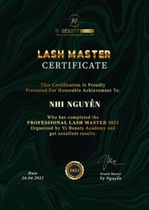 Khóa Học Master Class Nối Mi (Lash Master) 01/2023 3 lash master certificate 2021 vy beauty academy