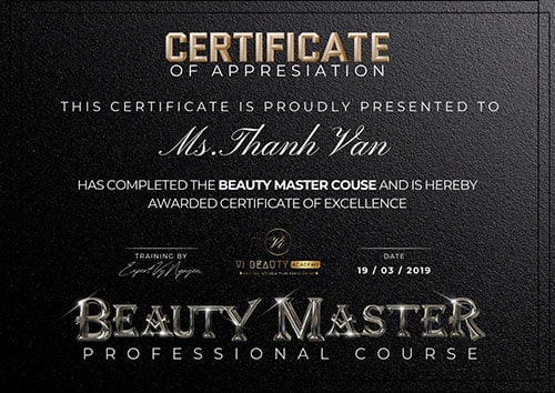 Certificate of Beauty Master - Vi Beauty Academy
